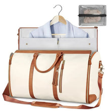 Load image into Gallery viewer, Large folding suit bag, large capacity, handheld clothing, luggage bag - White/Brown_0