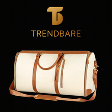 Load image into Gallery viewer, TrendBare Luxe Travel Duffel Bag - White/Brown