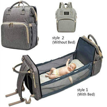 Load image into Gallery viewer, Portable Folding Crib Mommy Bag Bed Backpack - Green/Blue Pocket_0
