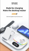 Load image into Gallery viewer, 3in1 30W Wireless Charger with Clock, Fast Charging RGB Atmosphere Light - White_1
