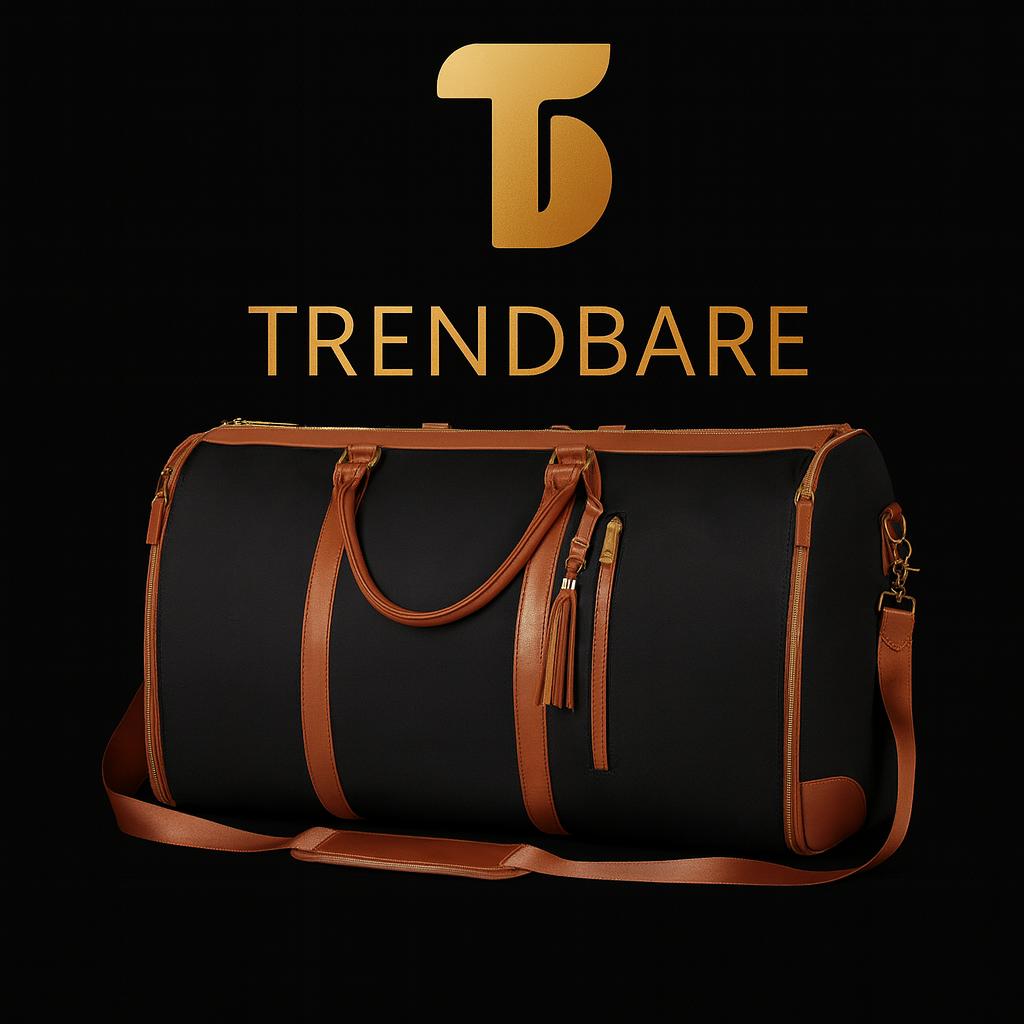 TrendBare Luxe Travel Duffel Bag - Black/Brown