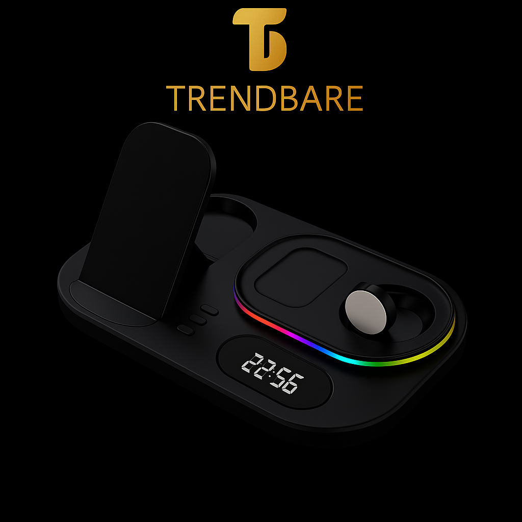 TrendBare ChargeHub Pro – 4-in-1 Wireless Charging Station - Black