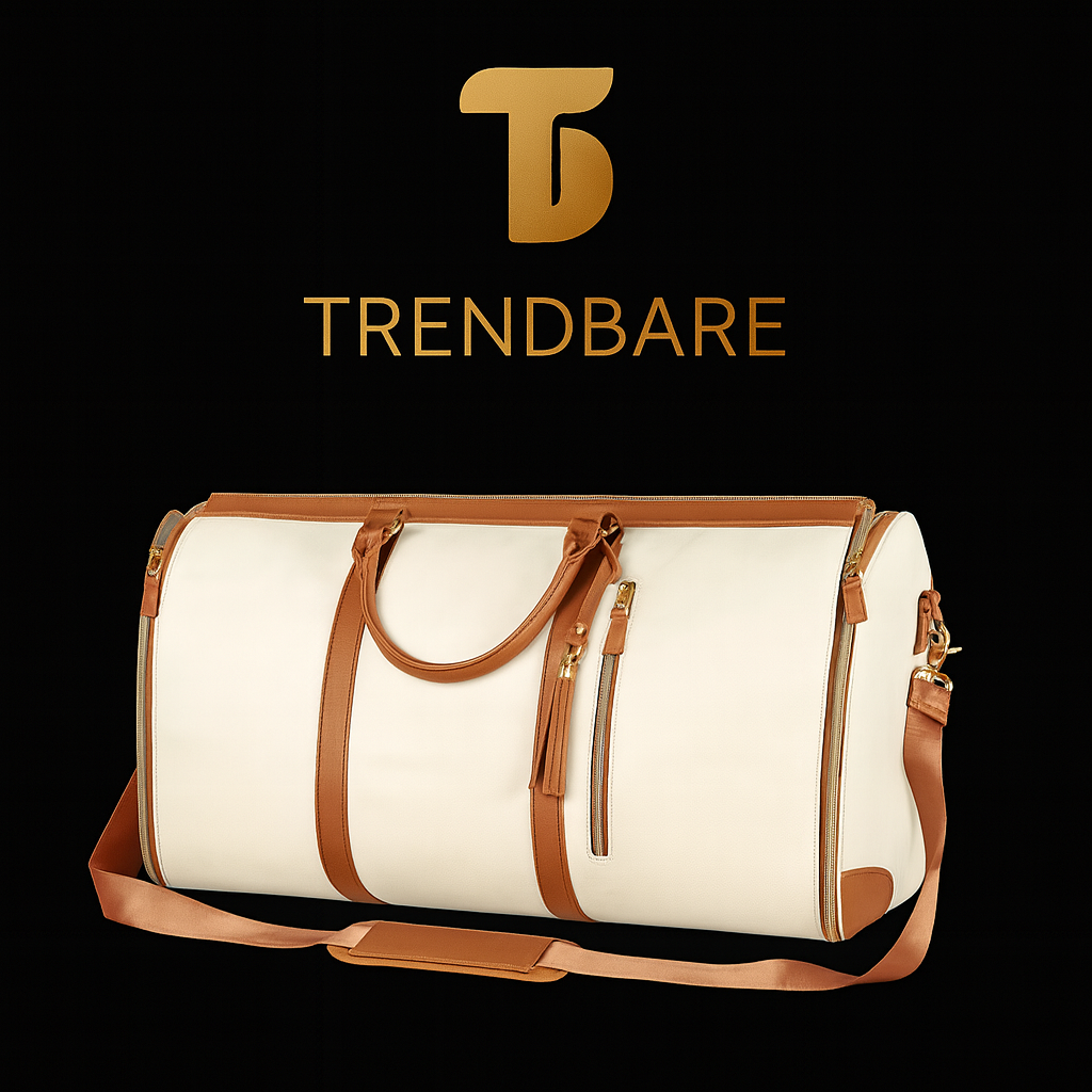 TrendBare Luxe Travel Duffel Bag - White/Brown